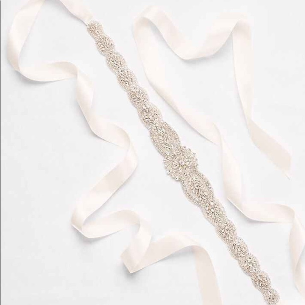 Graduated Scallops Beaded Satin Sash